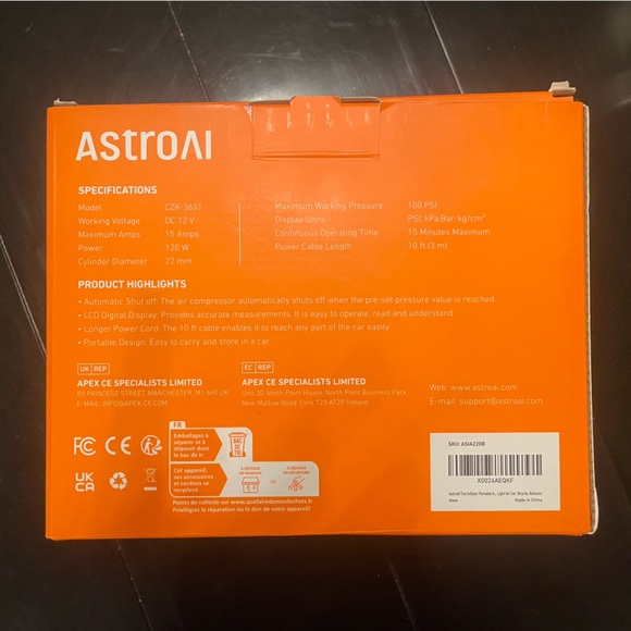 NIB AstroAI Tire Inflator Portable Air Compressor Tire Air Pump for Car Tires - Picture 2 of 15